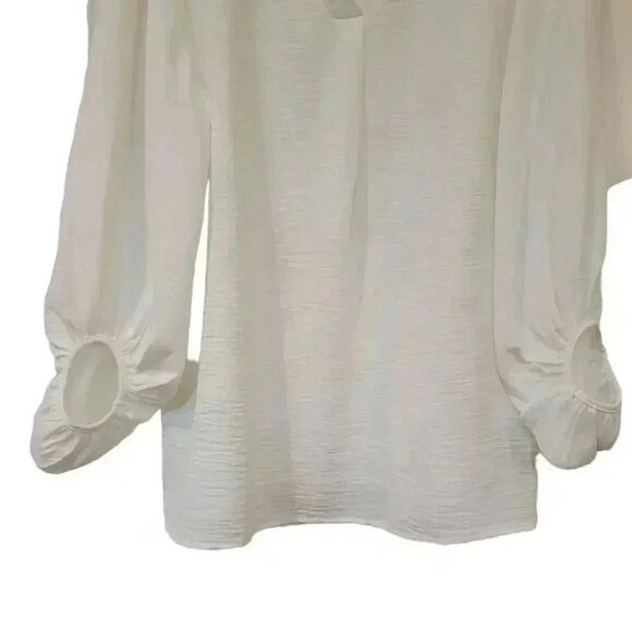 Ott Women's White Poly V-Neck Droop Sleeve Top NEW - Picture 4 of 11